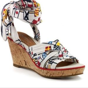 Sperry Top Sider Santa Rosa “Ahoy” Wrap Around Wedge Sandals sz 7.5